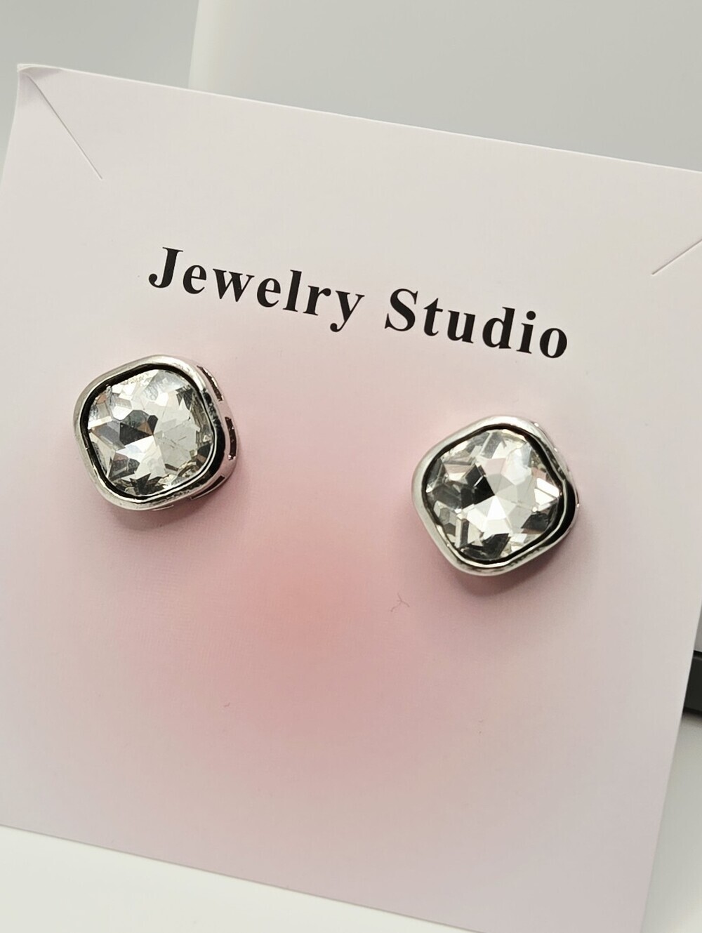 Fashion Jewelry Clear Teardrop Dangle & Clear Stud Glass Stone Earring Set Of 2 - Picture 8 of 16